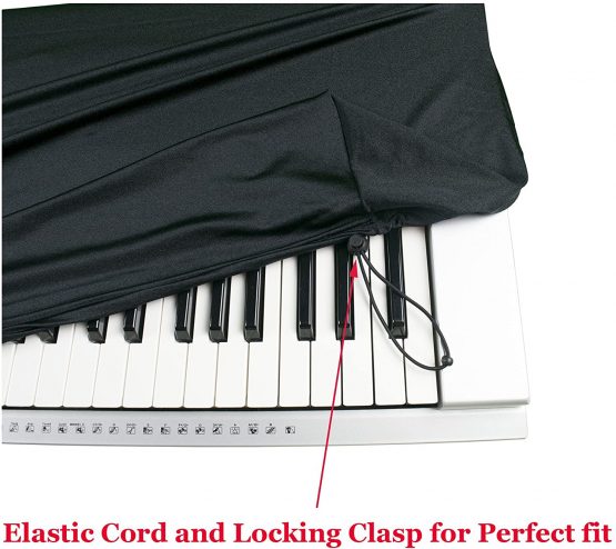 Stretchable Keyboard Dust Cover for 61 & 76 Key-keyboard: Best for all Digital Pianos & Consoles – Adjustable Elastic Cord; Machine Washable - FREE Piano Chords Ebook- 41”×16”×6”. - Image 2