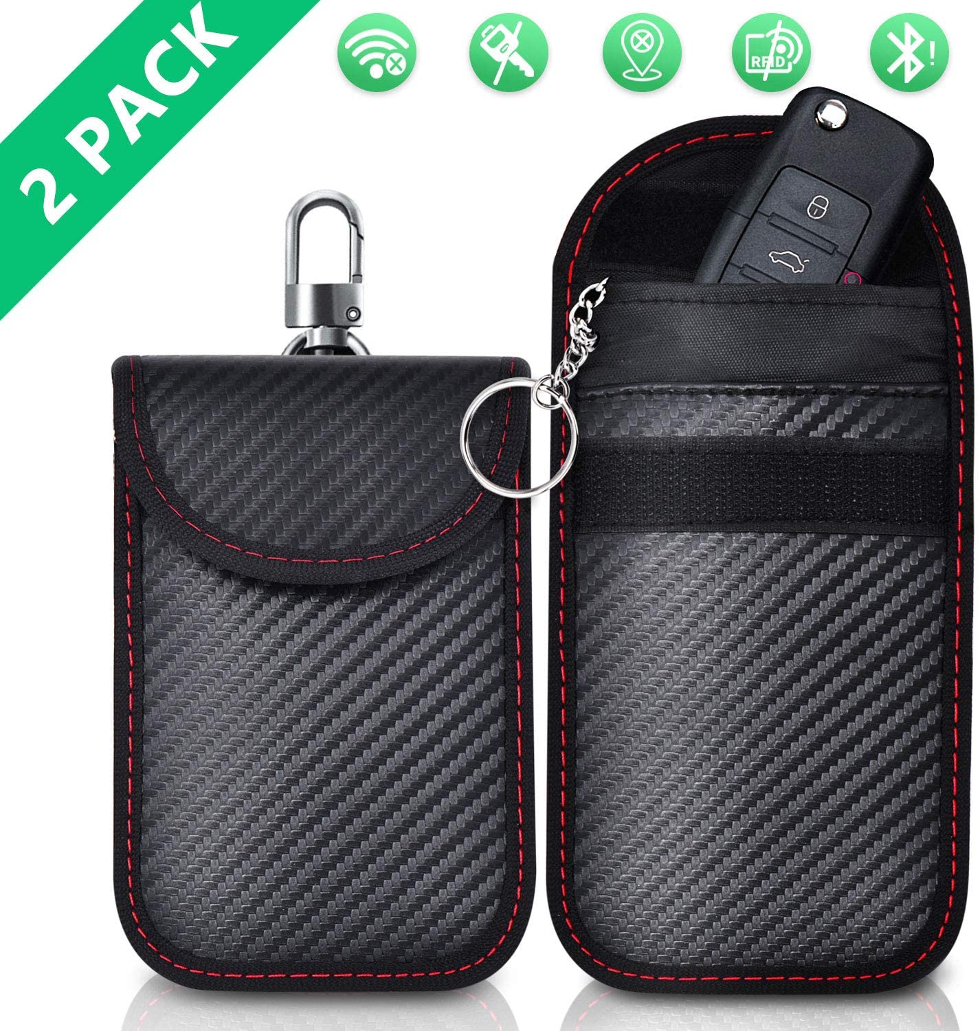 lanpard Faraday Pouch for car Keys,2 Pack Faraday Bag, Black, M