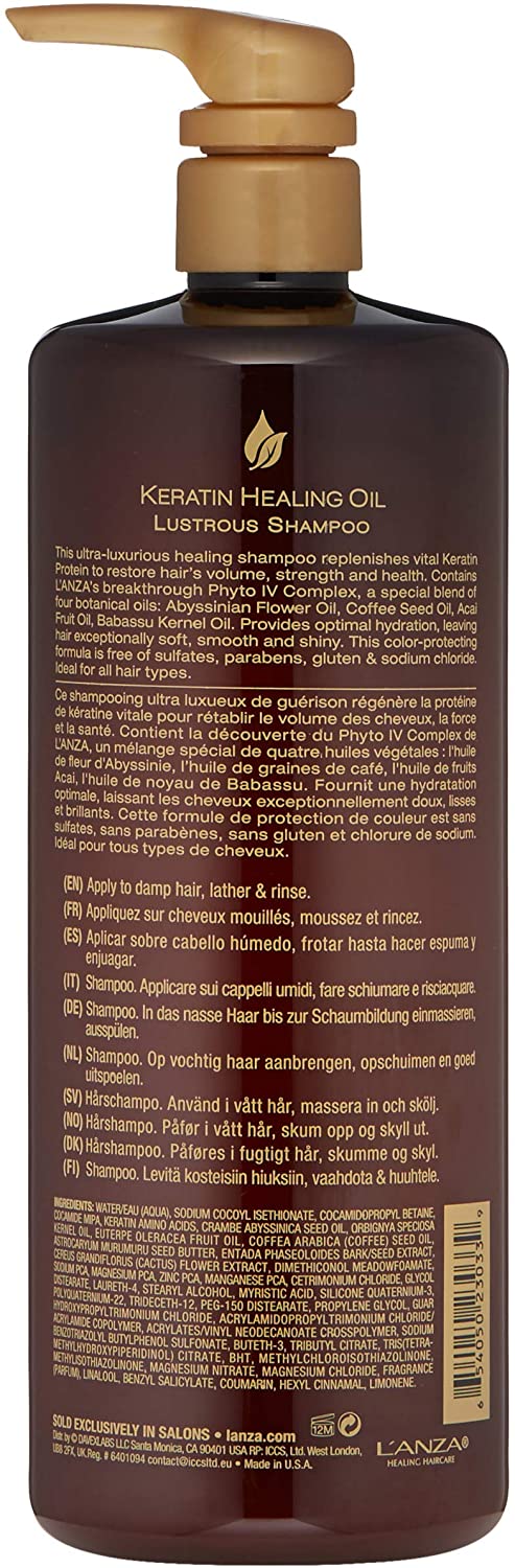 L'ANZA Keratin Healing Oil Lustrous Shampoo for Damaged Hair, Nourishes, Repairs - Image 2
