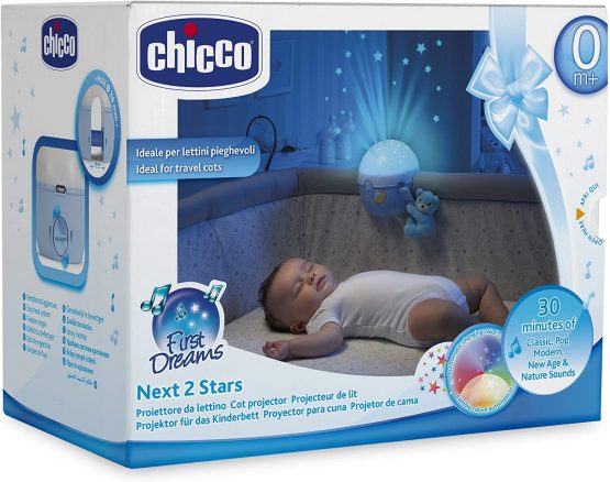 Chicco Next2Stars Baby Night Light with Plush Toy - Star Light Projector for Cots and Cribs, with Sound Sensor, 3 Light Effects and Music - 0+ Months, Blue - Image 2