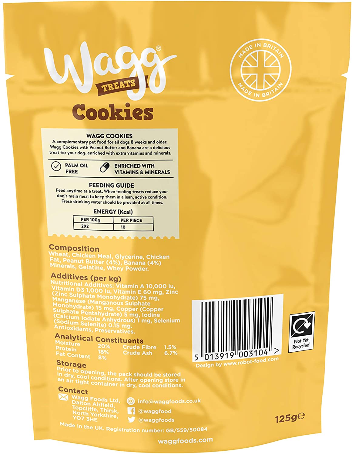 Wagg Cookie Bites Peanut Butter & Banana Dog Treats 125g (Pack of 7) - Oven Baked, Brown, 125 g (Pack of 1) - Image 3