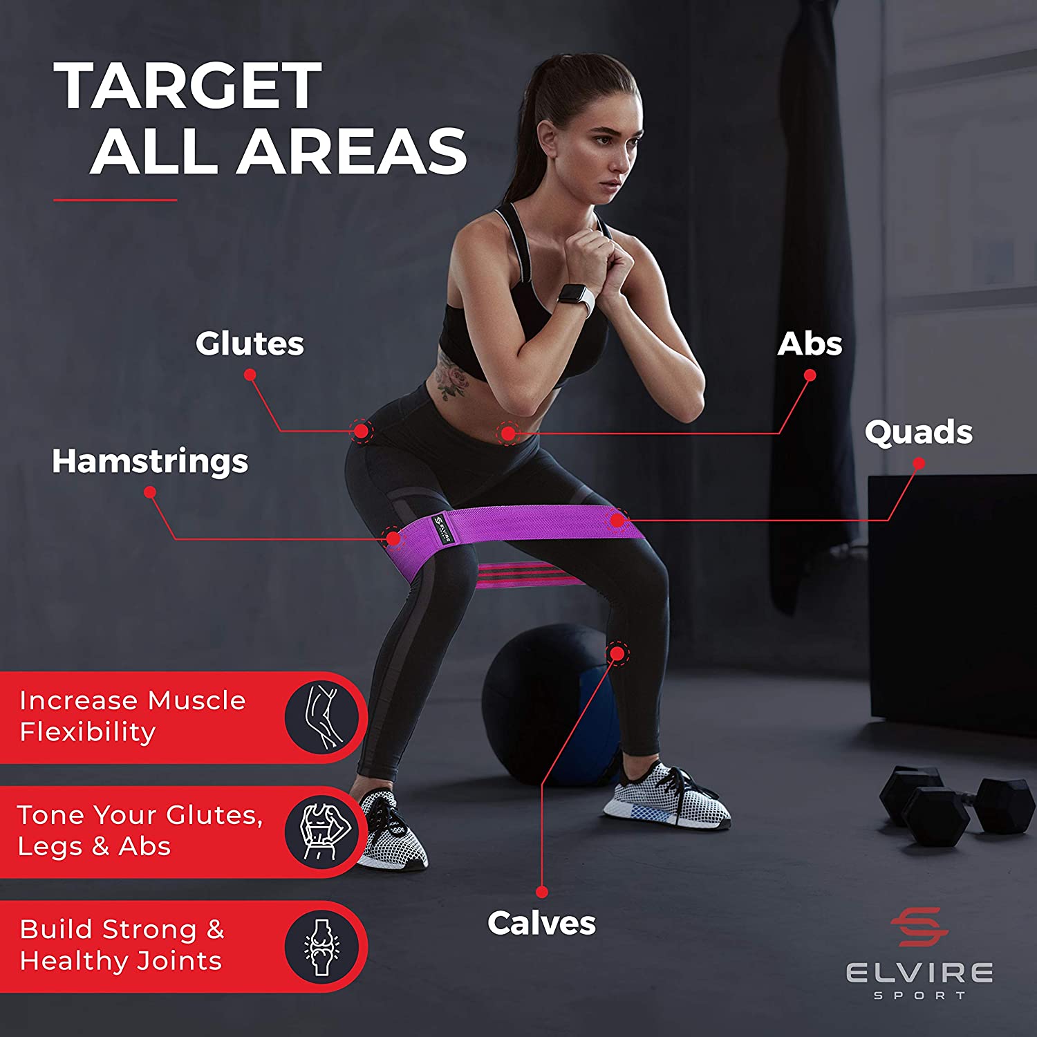 Elvire Fabric Resistance Bands for Working Out Set of 3, Booty Exercise Band for Women Workout Loops, Legs, Glutes, Squat - Image 3
