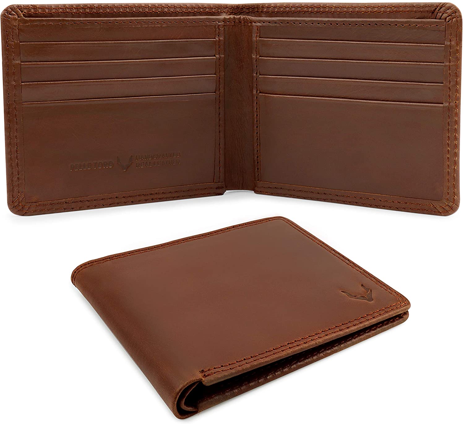 PELLE TORO Minimalist Slim Mens Wallet, Handmade Real Leather Card Wallet with RFID Blocking - Image 3