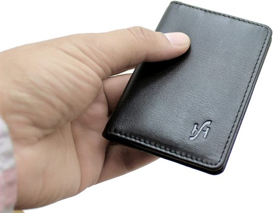 STARHIDE Mens Front Pocket RFID Blocking Minimalist Slim Leather Credit Cardholder Case 120 Black Blue - Image 2