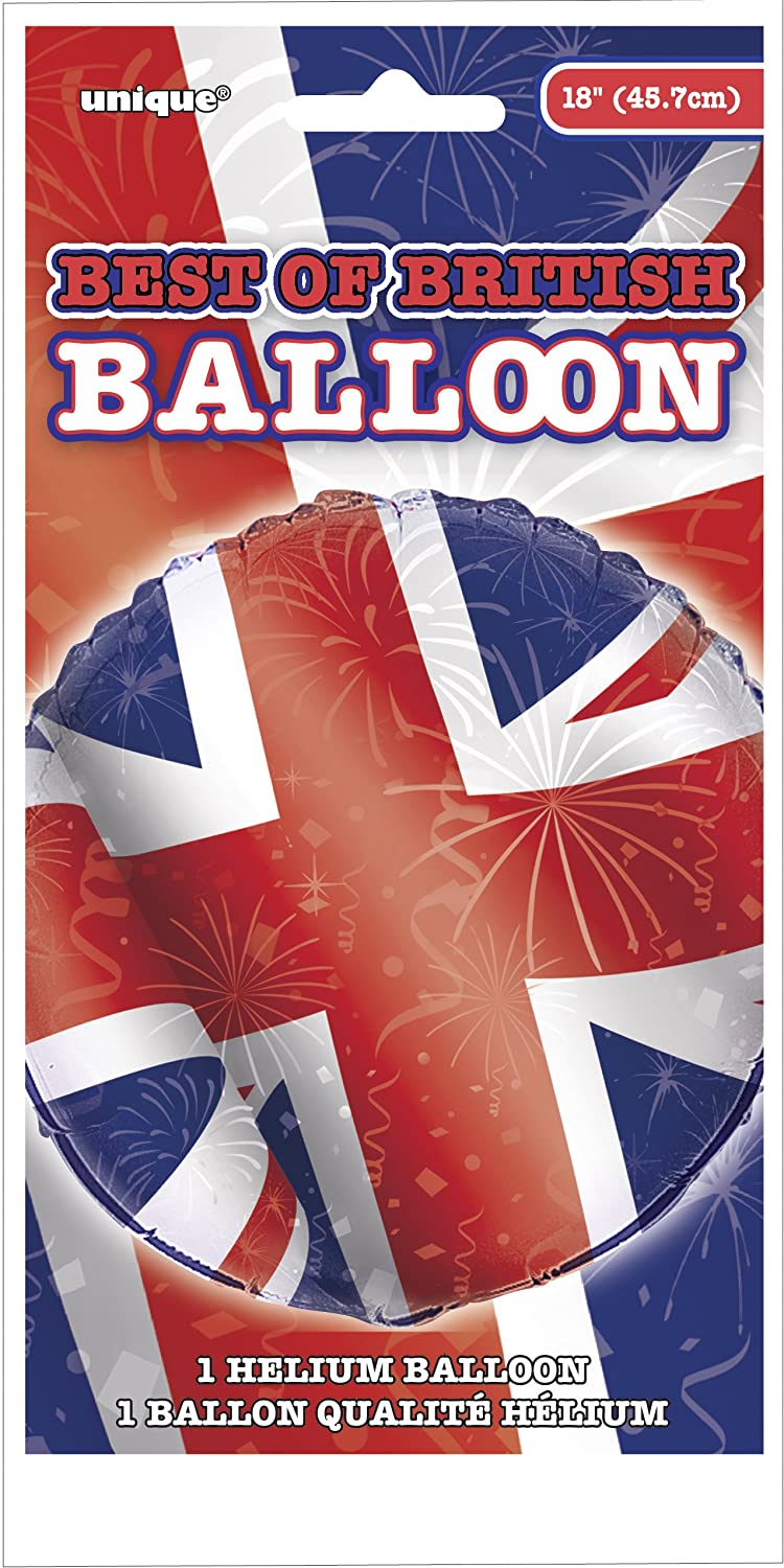 Unique Party 29668 - 18" Foil Best of British Union Jack Balloon, Blue,white,red
