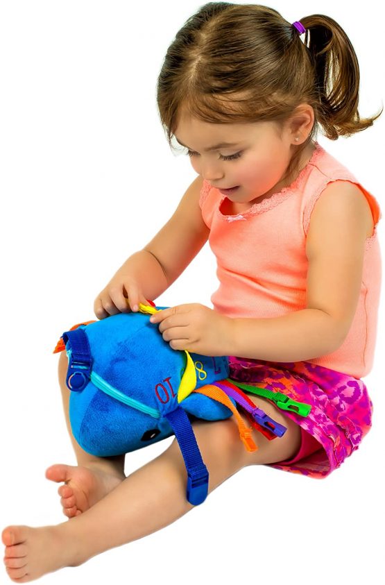 Buckle Toys Blu Whale - Stuffed Educational & Learning Buckle Toy for Toddlers & Infants, Fine Motor & Sensory Learning - Image 4