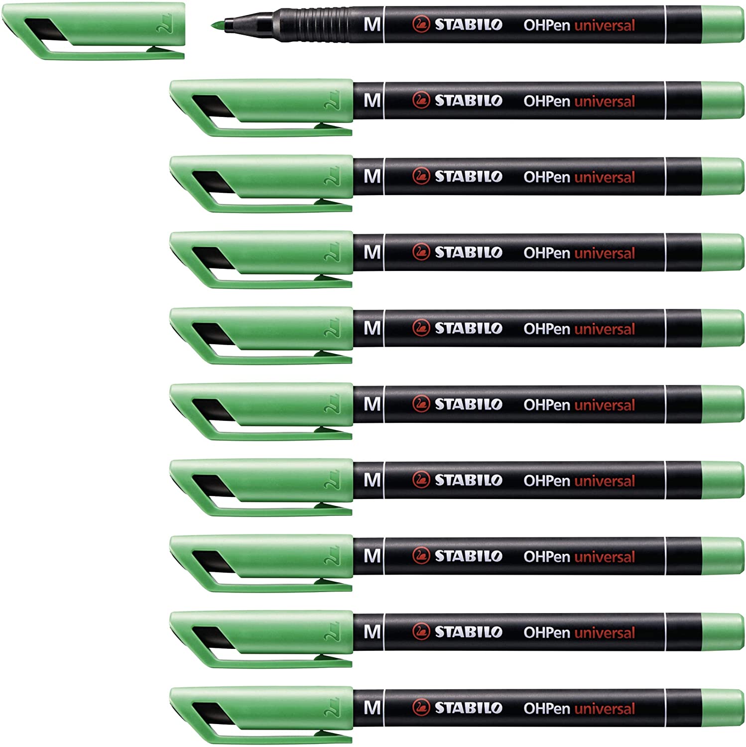 STABILO Overhead Pen OHPen universal - Permanent Medium - Pack of 10 - green, 1 count (Pack of 10)