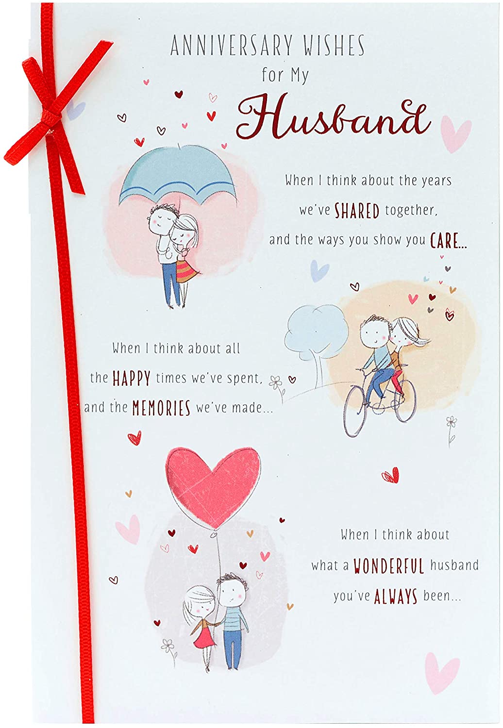 UK Greetings Wedding Anniversary Card for Husband - Sweet Design, Multi, 137 mm x 210 mm