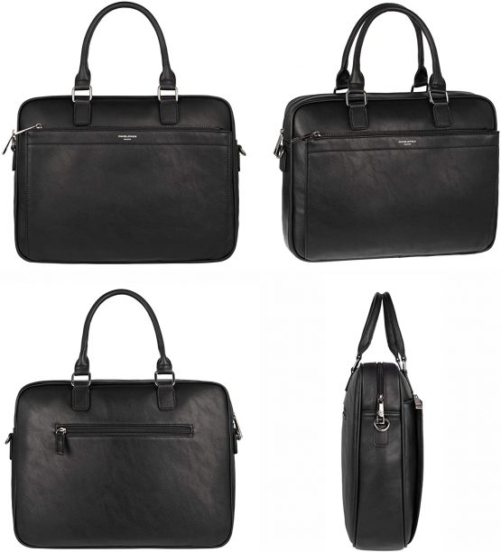 David Jones - Men's Business Briefcase - Work Handbag PU Leather - 15 Inch Laptop Bag - Large Shoulder Messenger Bag - Multiple Pockets Crossbody Bag - Computer Satchel - Office School Travel - Image 4