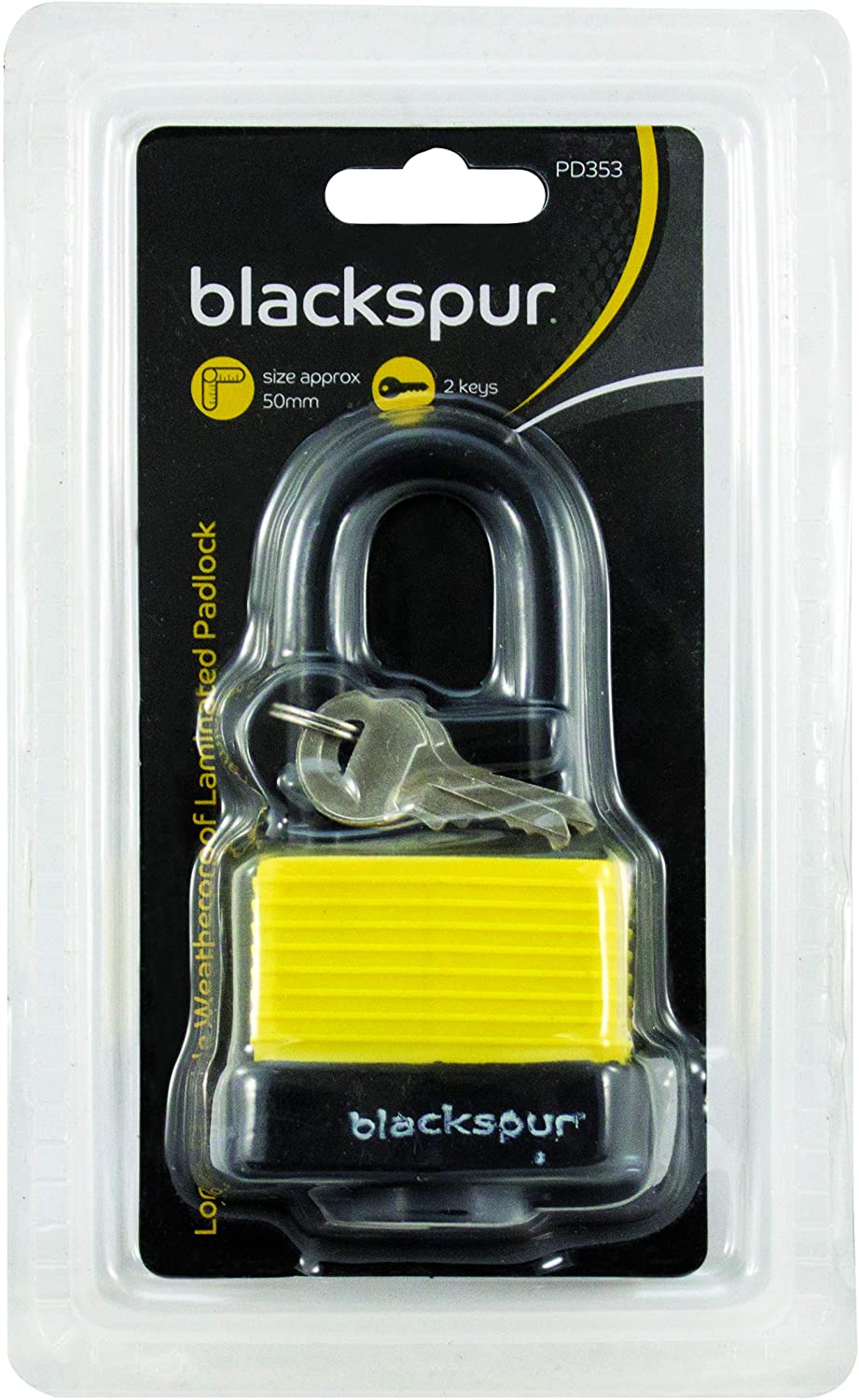 Blackspur BB-PD353 Long Shackle Weatherproof Laminated Steel Padlock, 50mm