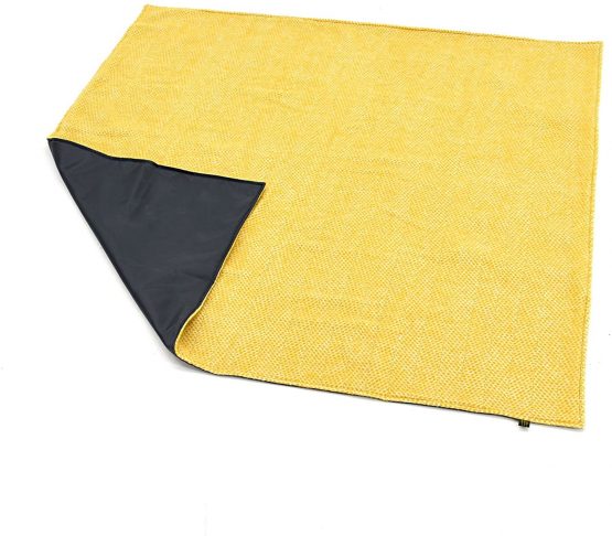 Luxury Eventer Waterproof Wool Picnic Blanket - Honeycomb Yellow/Grey British Made - Image 2