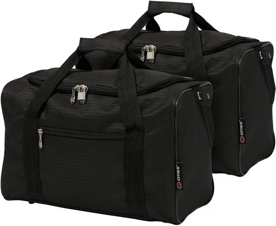 5 Cities 40x20x25 new and improved 2021 Ryanair Maximum Sized Under Seat Cabin Holdall Travel Flight Bag – Take the Max on Board! (2x Black)