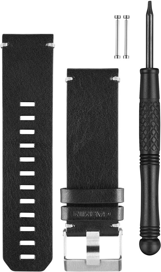 Garmin Fenix 3 Plain Leather Interchangeable Bracelet, Medium, Black