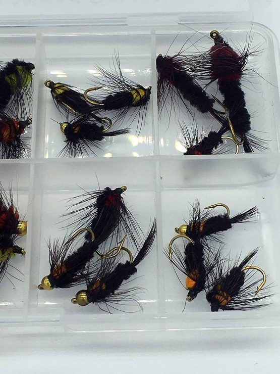BestCity Fly Fishing Montana Mixed Selection Pack of 24 Flies in sizes 8-12 + free clip shut fly box - Image 4