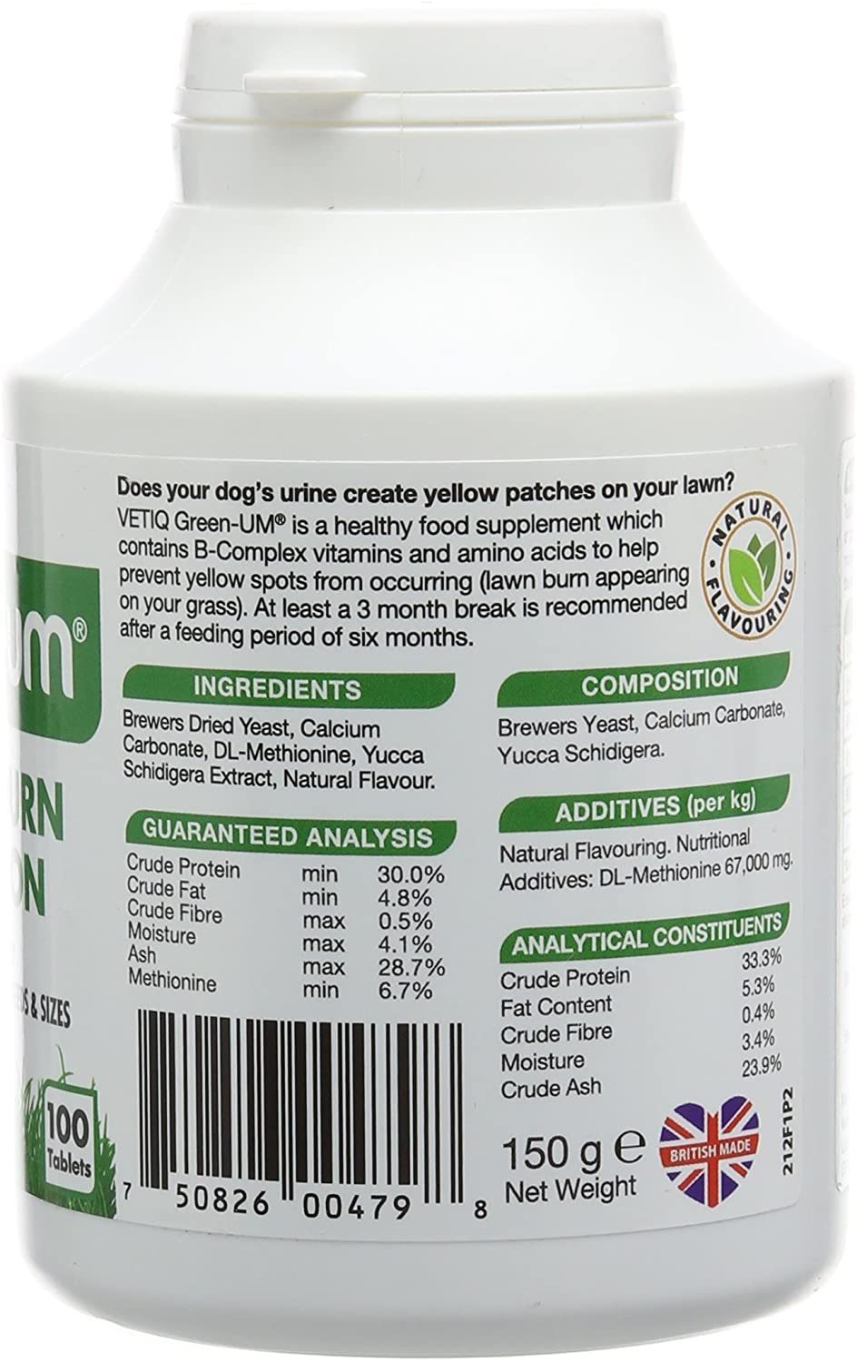 VETIQ Green-Um Lawn Burn Solution, Dog Urine Neutraliser Tablets to Control Nitrogen in Urine to Prevent Lawn Yellow Spots - Image 2