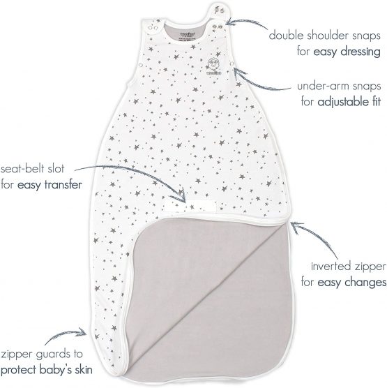 Woolino Toddler Sleeping Bag - 4 Season Merino Wool Baby Sleeping Bag 2-4 Yrs Dream (Lilac Gray) - Image 4