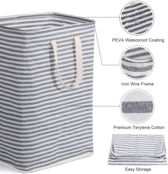 Lifewit 72L Freestanding Laundry Hamper Large Laundry Basket Clothes Hamper with Extended Handles for Storage Clothes Toys in Bedroom, Bathroom, Foldable, Grey - Image 4