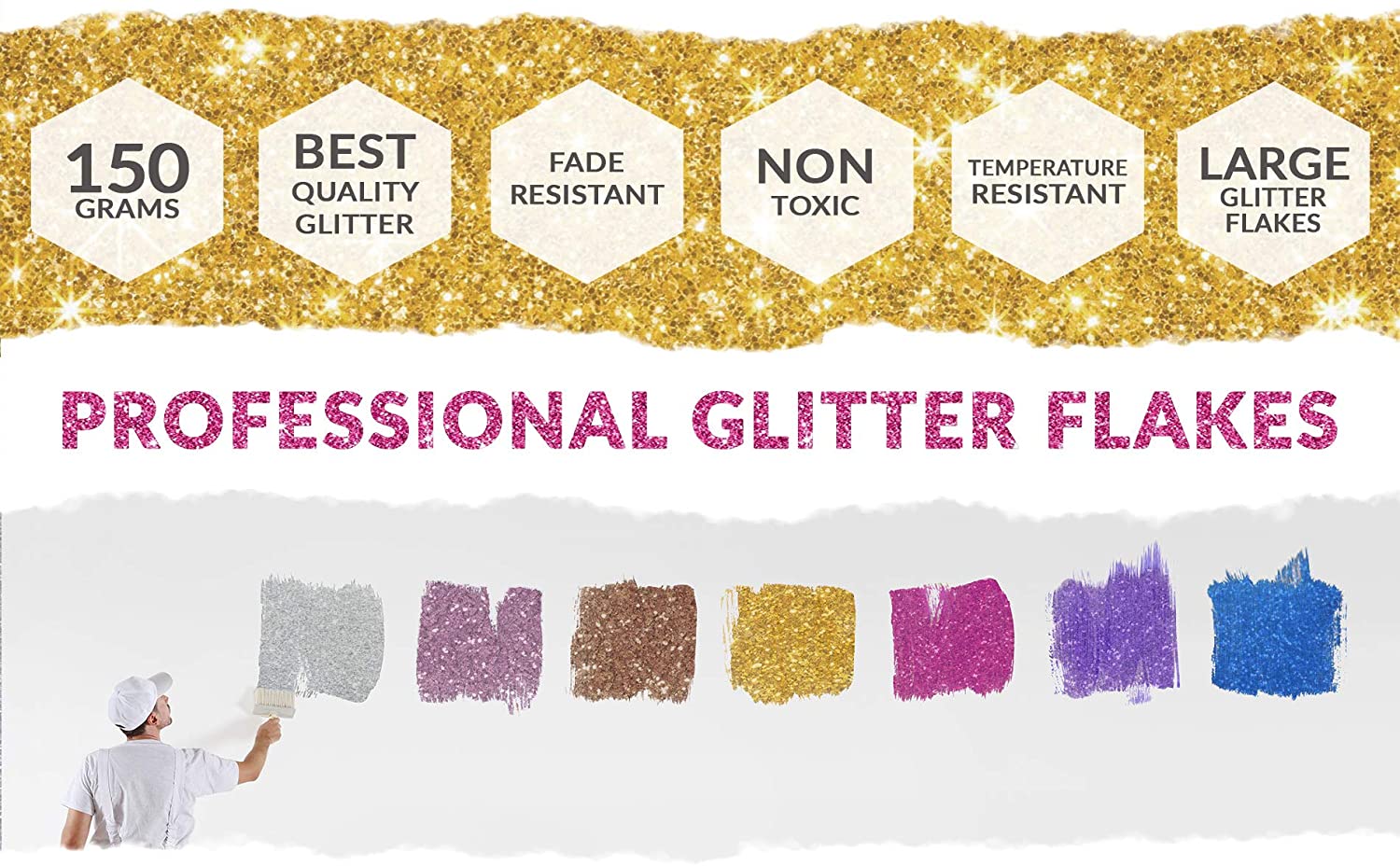 Silver AB 150G MyGlitterWall Glitter for Emulsion Paint, Glittery Wall Decorations, Paint Additive for Ceilings Wood, Matt - Image 2
