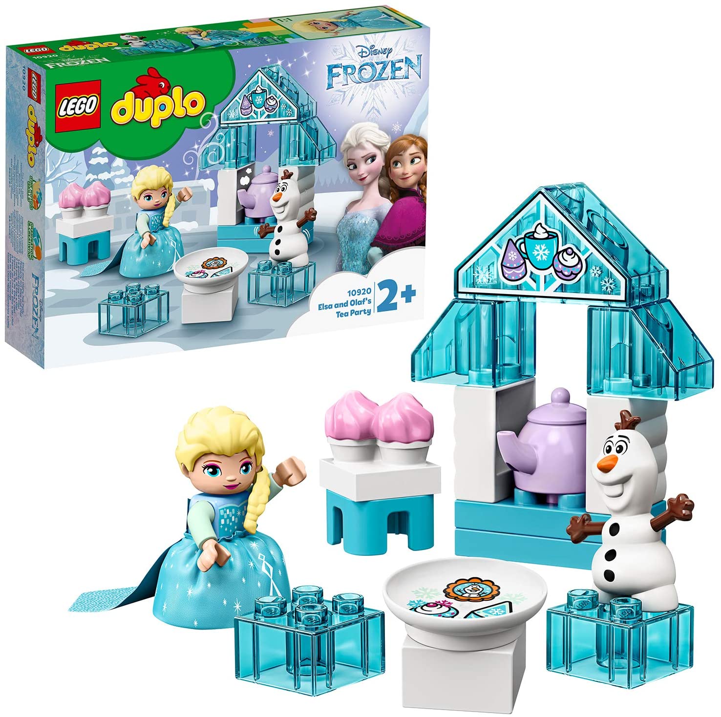 LEGO 10920 DUPLO Disney Princess Frozen 2 Elsa and Olaf's Ice Party Building Toy, with Cupcakes Teapot & Figures