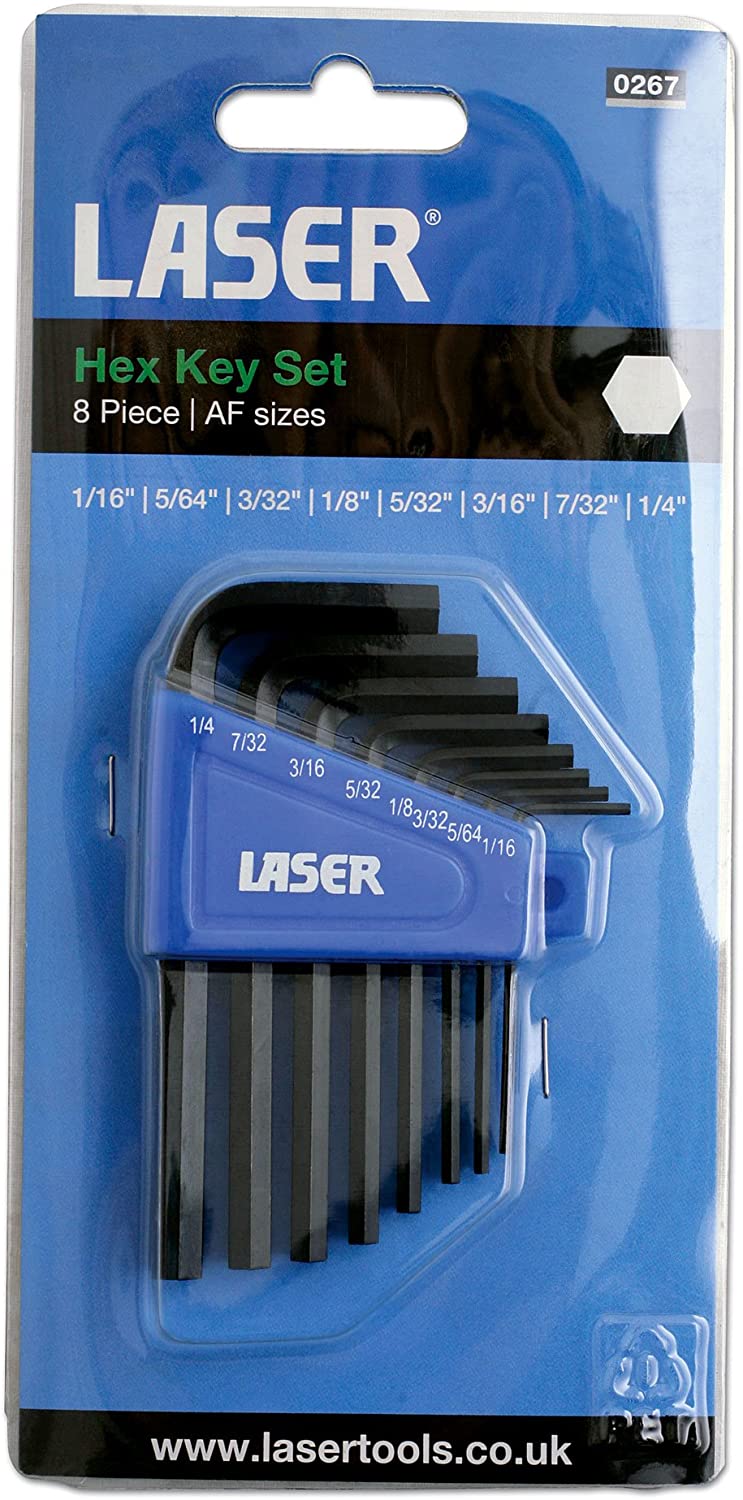 Laser 0267 Imperial Hex Key Set 8pc, Black,chrome, Black, Chrome, Individual packaging - Image 3