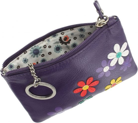Mala Leather CARA Collection Coin Purse with Keyring 4108_73 Purple - Image 2