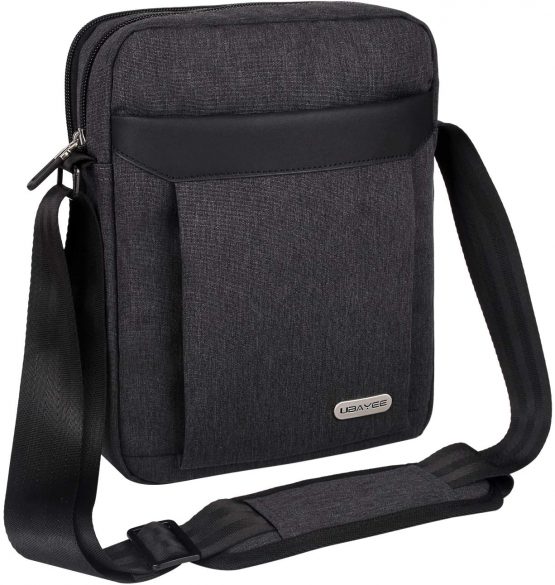 UBAYEE Man Shoulder Bag with Multiple Pockets (Fits 10.5 Inch iPad, Tablet), Dark Grey