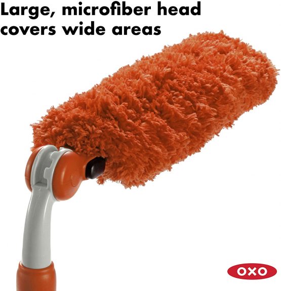 OXO 1334580 Good Grips Extendable Microfibre Duster, Red/Silver - Image 2