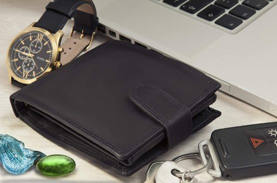 Moirento ™ Mens Black Leather Trifold Wallet RFID Blocking Genuine Real Leather with Coin Pocket Anti Scan/Fraud Proof Wallet ID Holder with Contact Less Card Protection (LZ502-Blk) - Image 4