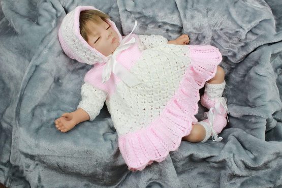 Knitting Pattern for Baby Dress, Bonnet and Matching Bootees, Double Knitting Baby Pattern, Baby Knitting Pattern, 0 to 3 Months, DK, Double Knitting, KP192 - Image 2
