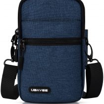 UBAYEE Travel Phone Passport Pouch Bag (Fits 6.7 Inch), Small Crossbody Shoulder Bag for Men and Women with RFID Blocking Pocket - Navy Blue
