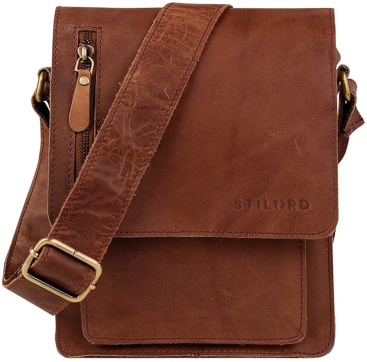 STILORD Leather shoulder bag small for men and women/cross body bag/satchel/for 9.7 iPads/genuine buffalo-leather brown - Image 2