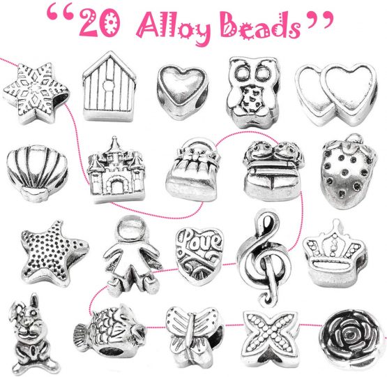 Jewellery Making Kit for Girls, Bracelet Making Kits with Charms Pendants Rainbow Silver Plated Beads Chains for Jewellery Making, Arts and Crafts Sets for Kids Friendship Age 8-12 - Image 4