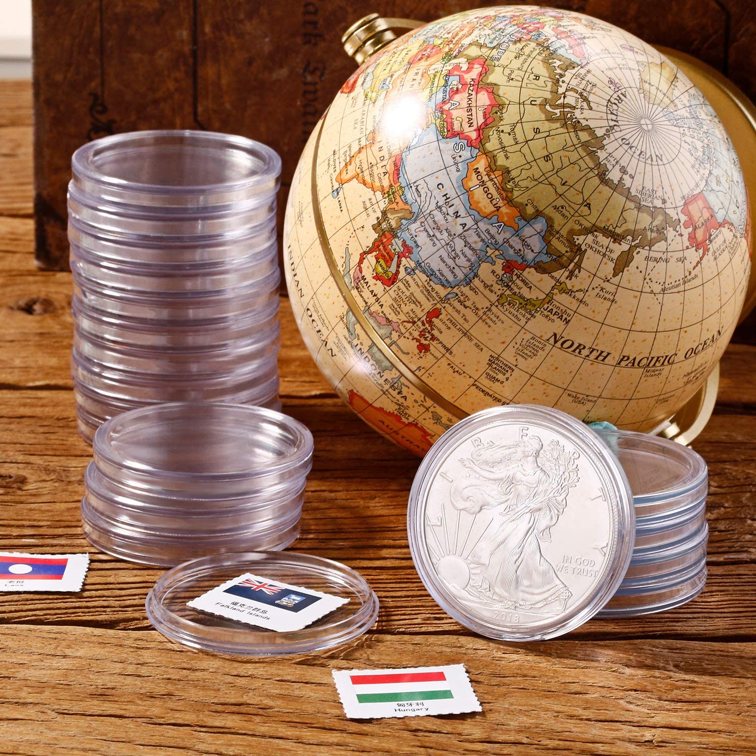 40 mm Silver Eagles Coin Capsules Coin Case Coin Holder Storage Container with Storage Organizer Box for Coin Collection Supplies (60 Pieces) - Image 4