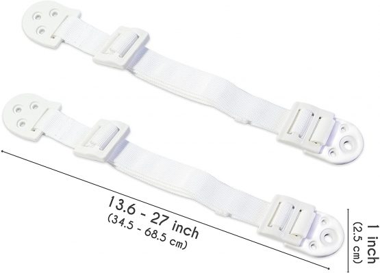 Heavy Duty Anti-Tip Furniture Straps Set for Child Proofing (4 Pieces) by Boxiki Kids. Adjustable Home Safety TV Wall Anchor and Earthquake Tipping Restraint Straps. (White) - Image 4