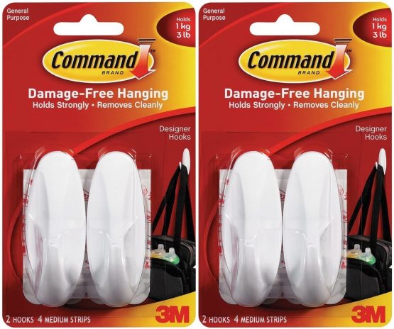 Command Designer Hooks BP1PTF, Medium, White, 4-Hooks