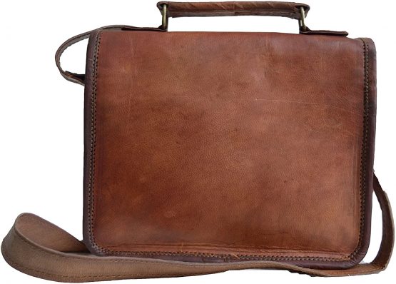 small Leather messenger bag shoulder bag cross body vintage messenger bag for women & men satchel (7 x 9) - Image 4