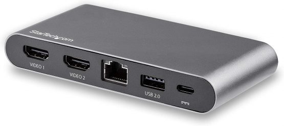 StarTech USB C Dock - 4K Dual Monitor HDMI Display - Mini Laptop Docking Station - 100W Power Delivery Passthrough - GbE, 2-Port USB-A Hub - USB Type-C Multiport Adapter - 3.3' Cable (DK30C2HAGPD)