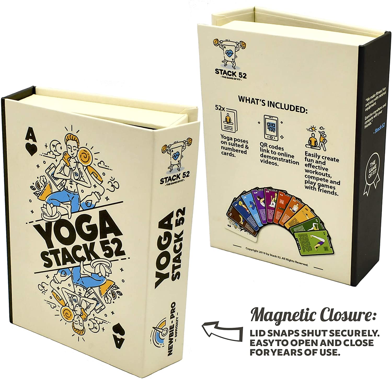 Stack 52 Yoga Exercise Cards: Designed by Certified Yoga Instructor. Video Instructions Included. Beginner to Advanced Poses and Asana Workout Games. Improve Fitness and Flexibility (Base Deck) - Image 3