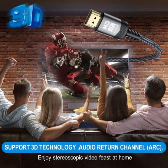 4K HDMI Cable 3M,[Upgraded] AviBrex HDMI 2.0 Cable High Speed 18Gbps Nylon Braid HDMI Lead Cord Supports 4K@60Hz Video UHD 2160p,HD 1080p,3D,HDCP 2.2 ARC Compatible with Fire TV Xbox PS3 PS4 PC-Grey - Image 4