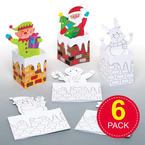 Baker Ross AR850 Chimney Pop-Up Colour in Cards for Kids Christmas Crafts and Decorations (Pack of 6), White - Image 2
