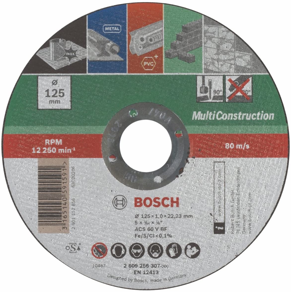 Bosch DIY Trennscheibe Multi Construction für Winkelschleifer (diameter 125 mm, gerade, ACS 60 V BF), multi-coloured - Image 2