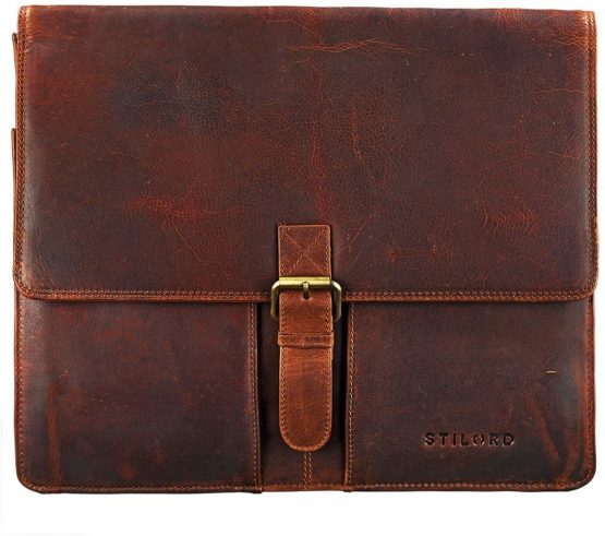 STILORD 'Magnus' Conference Folder A4 Leather Portfolio Document Folder Sophisticated Vintage Design fit for 13,3 MacBooks Genuine Leather - Image 2
