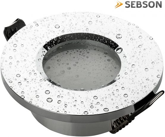 SEBSON 6X Downlight Bathroom IP44 incl. GU10 lamp Holder - Mounting Hole ø65mm Aluminium Silver Chrome, LED/Halogen Mouting Frame Ø84x27mm, recessed Lighting - Image 2