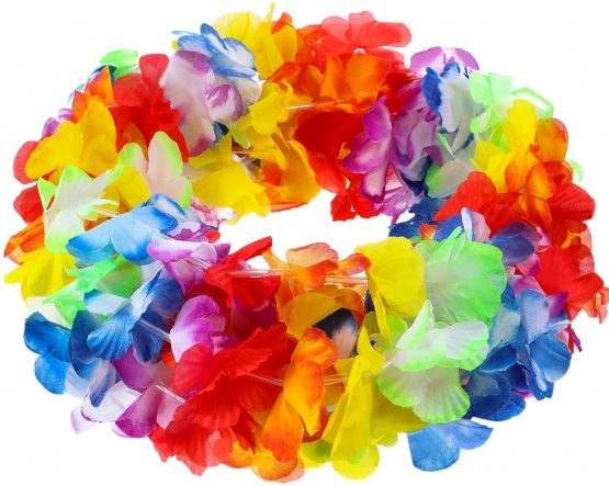 Jovitec Multicolor Tropical Flower Lei Garland Flower Leaves Banner for Hawaiian Luau Decorations (Style A, 4 Pack) - Image 3