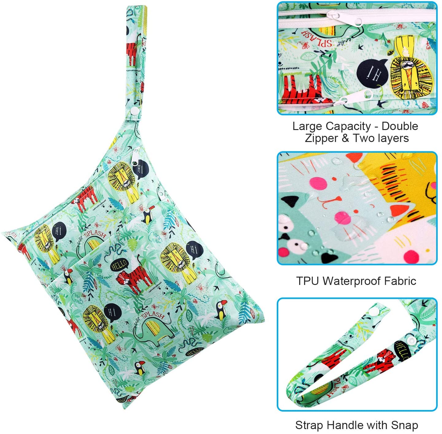 BelleStyle Wet Bag Nappy Bag,3 PCS Wet Dry Bag - Image 2