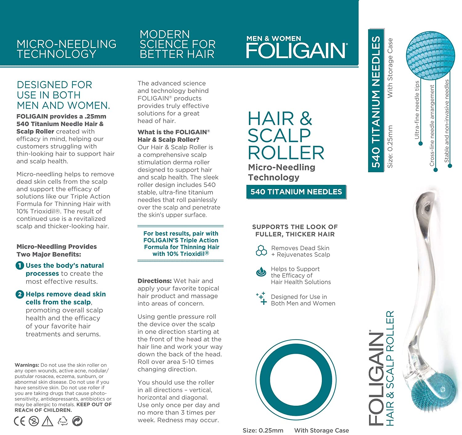 Foligain Hair & Scalp Roller for Thinning Hair for Men & Women, silver, blue - Image 2