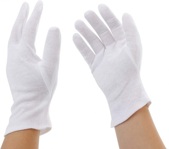 Incutex 1 pair of white cotton gloves moisturising, cloth gloves cosmetic gloves spa gloves, size M