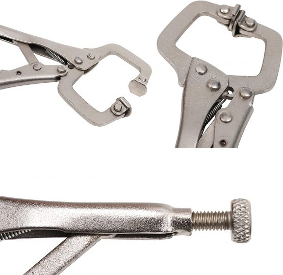 Kurtzy 13.3cm/5.23 Inches Metal Grip Locking C Clamp Pliers with Adjustable Screw and Swivel Pads (4 Pack) - Mini Easy and Quick Release Welding Pliers for Uneven Surfaces, Angles, Crafts & Hobbies - Image 3