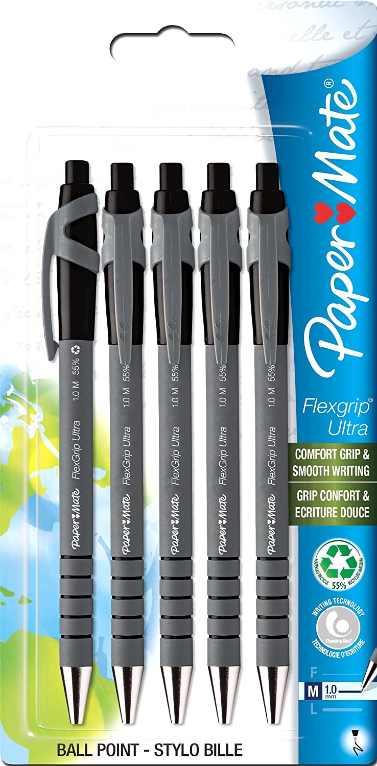 Paper Mate Flexgrip, Blk, 4ct, Old Model, Black, 5 count (Pack of 1)