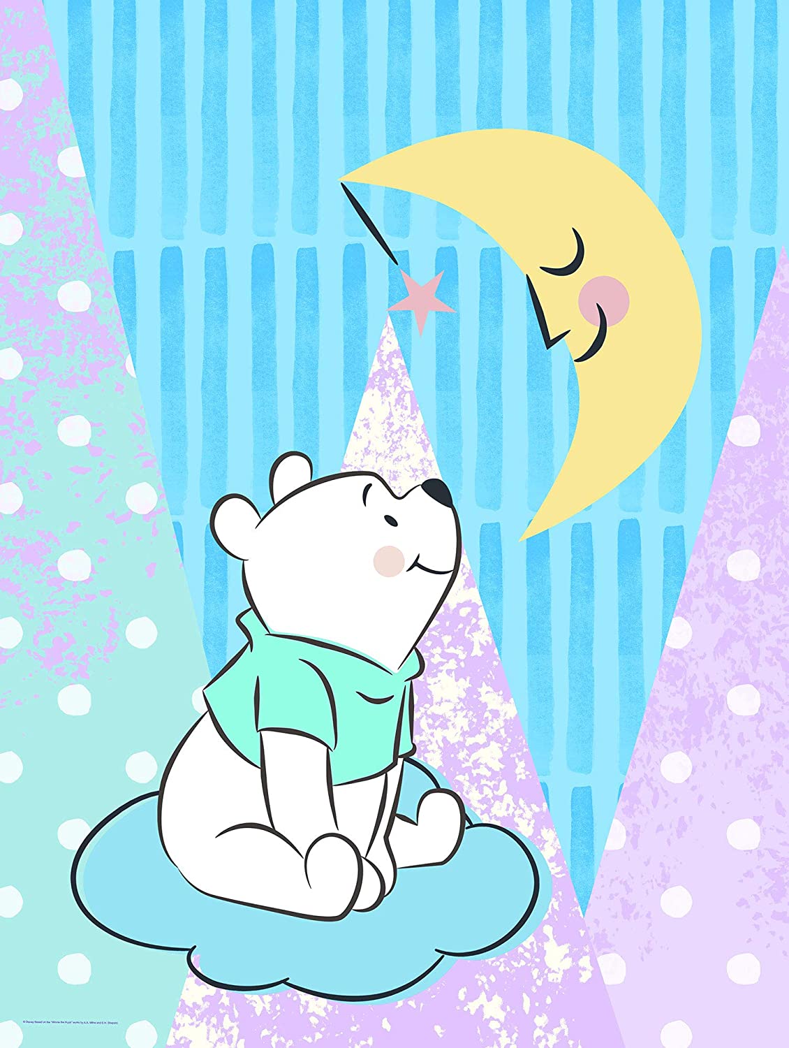 Komar Disney Winnie the Pooh Moon Wall Picture for Nursery Baby Room Decoration Art Print Without Frame Available in 3 Sizes